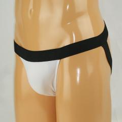 メンズ　平ゴムストレッチバックオープンパンツ　ホワイト