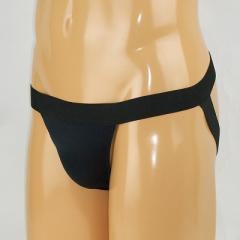 メンズ　平ゴムストレッチバックオープンパンツ　ブラック